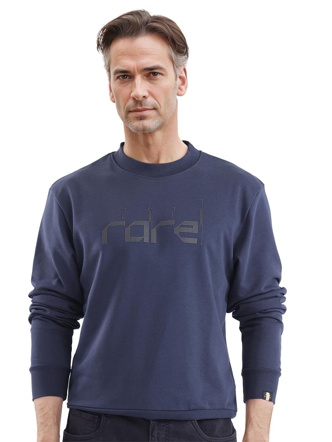 

RARE RABBIT Men Printed Sweatshirt, Navy blue