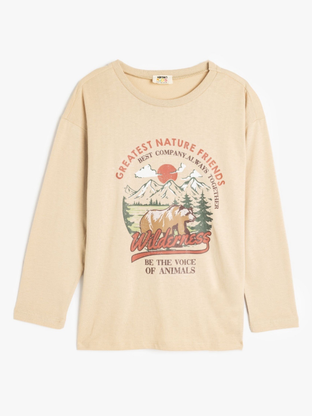 

Koton Boys Graphic Printed Round Neck Cotton T-shirt, Beige