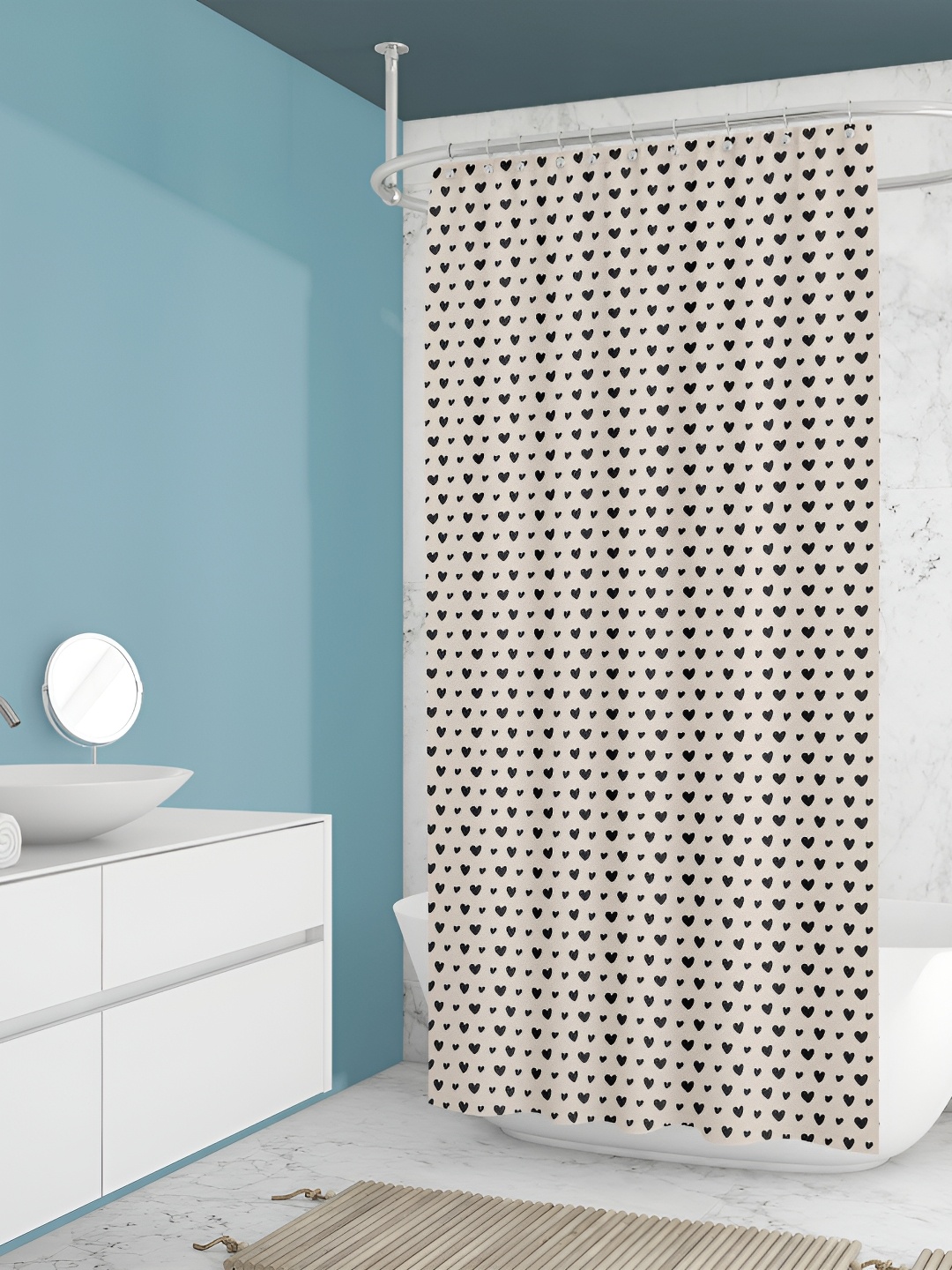 

ArtzFolio Off White & Black Printed Waterproof Shower Curtain