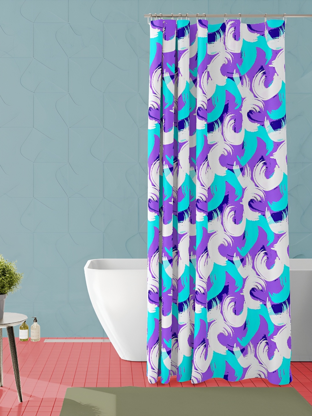 

ArtzFolio Purple & White Printed Waterproof Shower Curtain