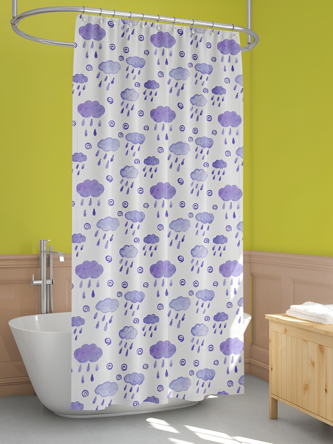 

ArtzFolio White & Blue Abstract Printed Waterproof Shower Curtain