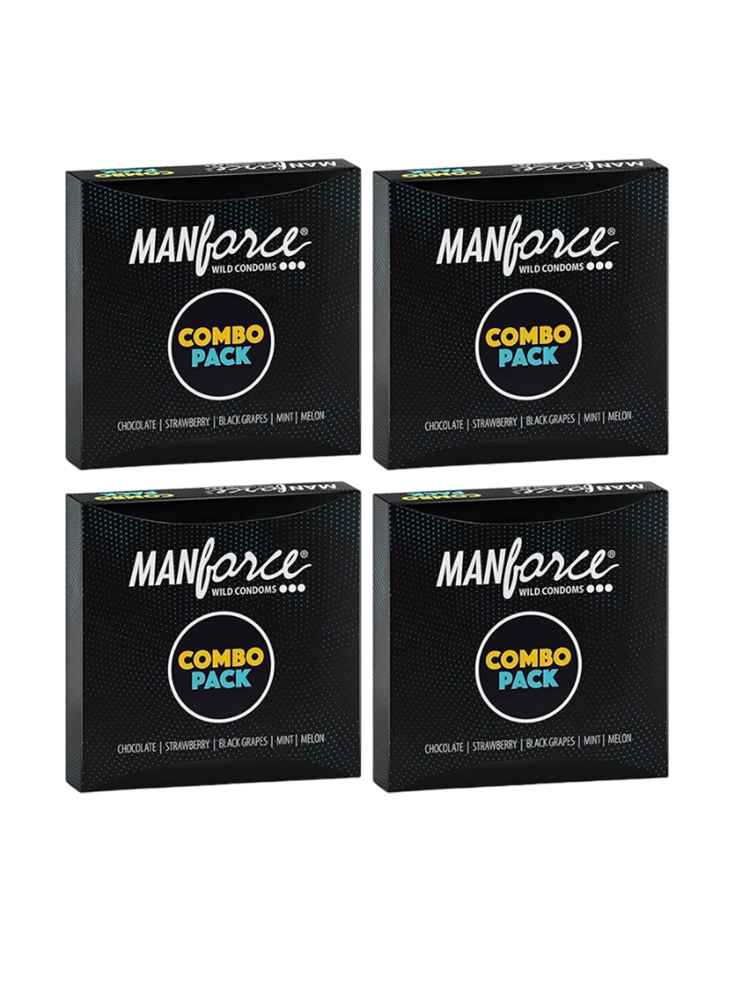 

Manforce Set of 4 Lubricated Wild Condoms - 20 Pieces Each, Black