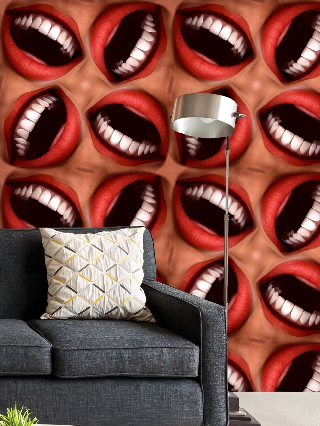 

ArtzFolio Printed UV-Resistant Anti-Bacterial Smiling Mouths Peel & Stick Wallpaper, Multi