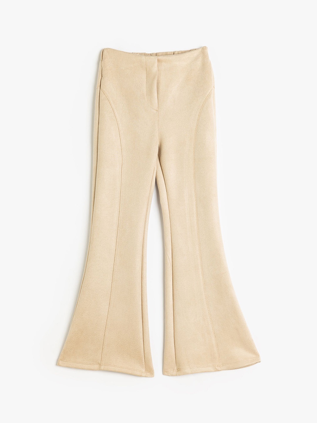 

Koton Girls Mid Rise Bootcut Trousers, Beige