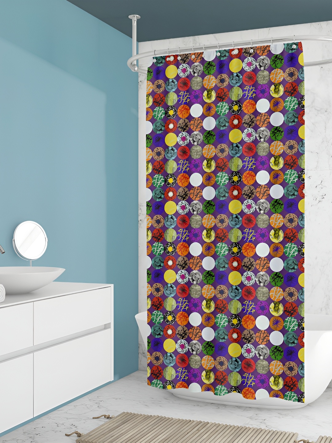 

ArtzFolio Purple & Yellow Geometric Printed Waterproof Shower Curtain