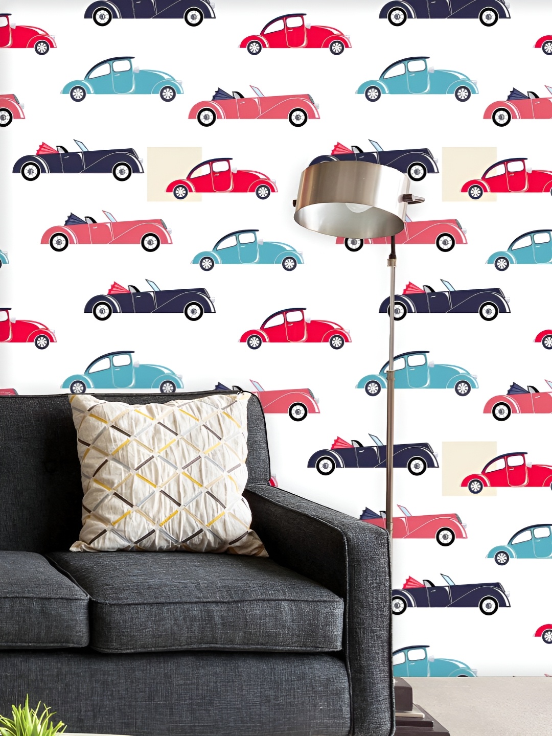 

ArtzFolio Printed UV-Resistant Anti-Bacterial Retro Cars Peel & Stick Wallpaper, Multi