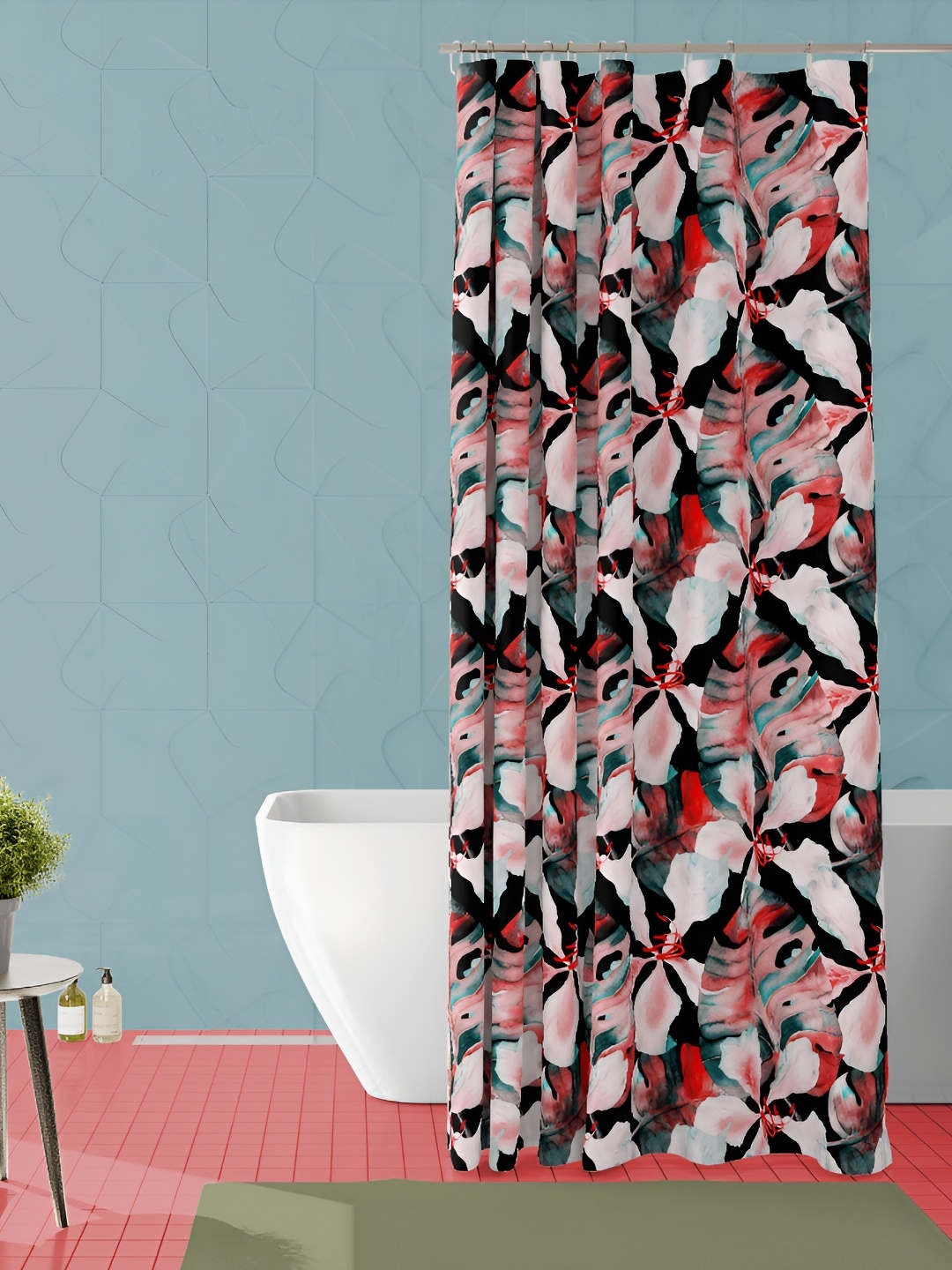 

ArtzFolio White & Red Printed Waterproof Shower Curtain
