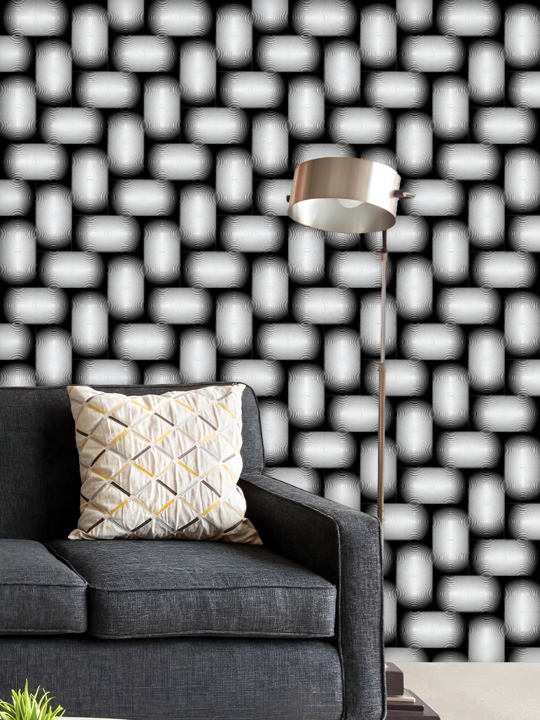 

ArtzFolio Printed UV-Resistant Anti-Bacterial Monochrome Geometric Peel & Stick Wallpaper, Multi