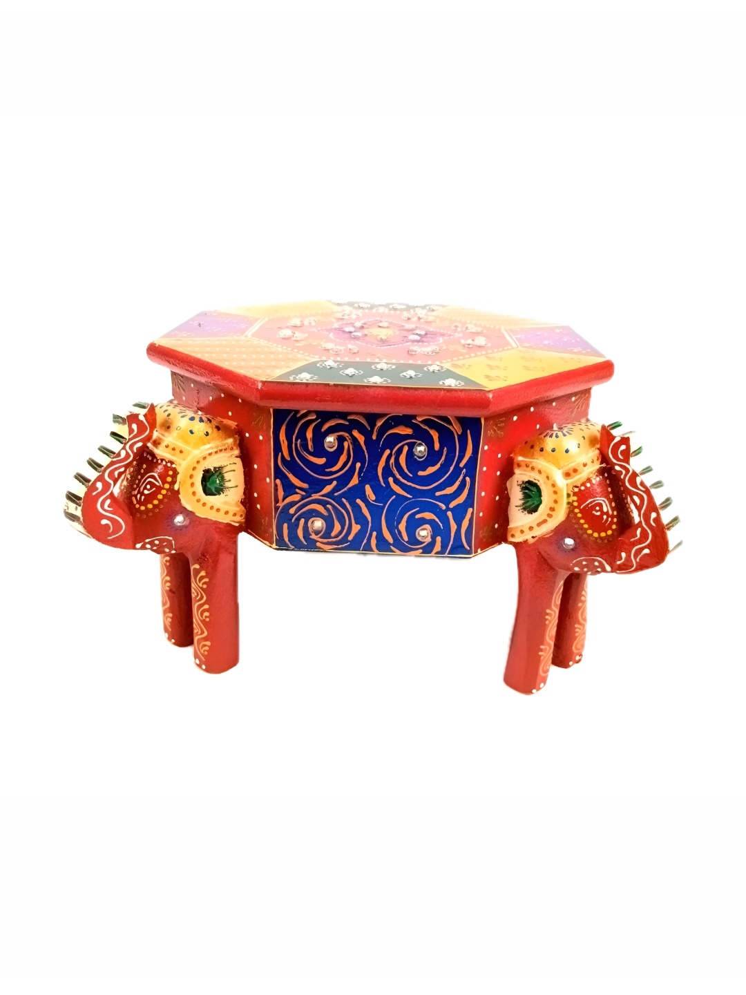 

apka mart Red & Blue Elephant Design Wooden Jewellery Organiser