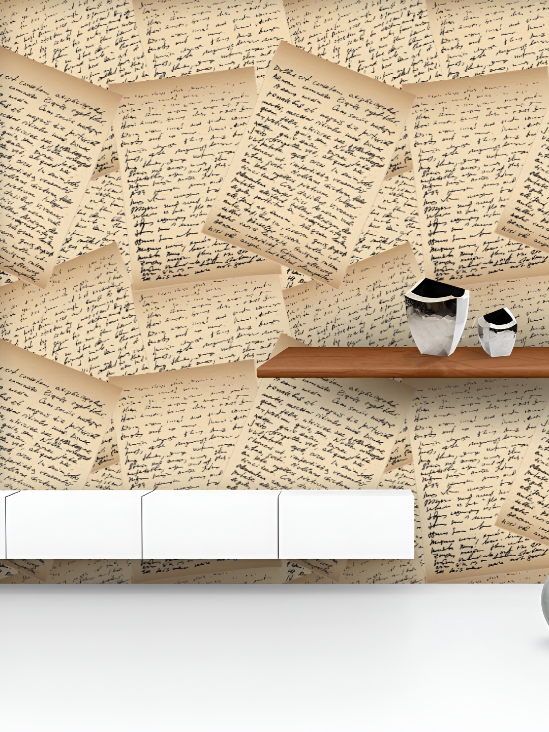 

ArtzFolio Printed UV-Resistant Anti-Bacterial Vintage Handwriting LetterPeel & Stick Wallpaper, Multi