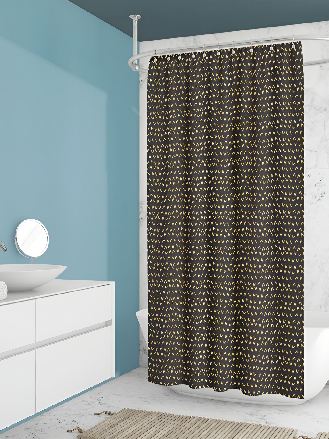 

ArtzFolio Black & Yellow Printed Waterproof Shower Curtains