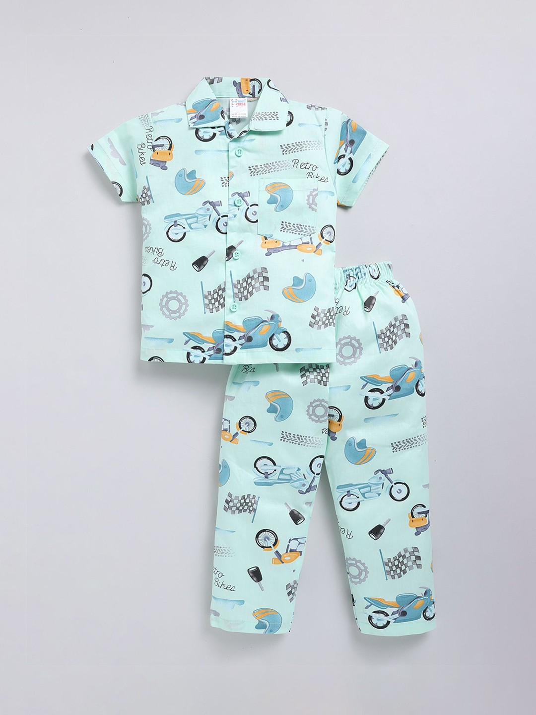

NAUTI KIDZ Boys Printed Pure Cotton Night suit, Green