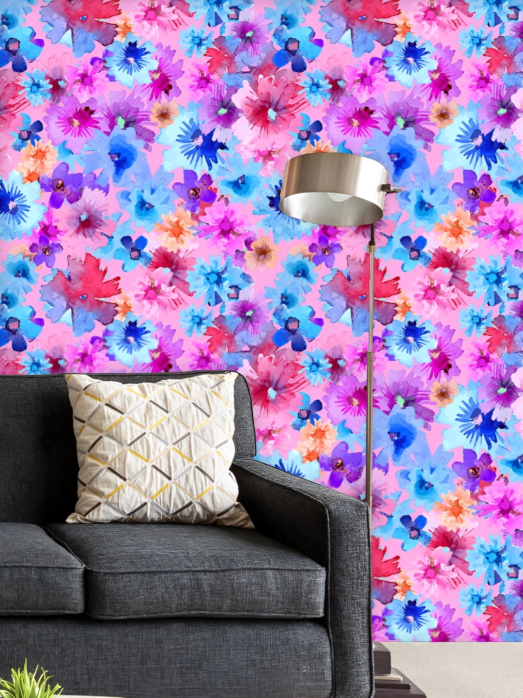 

ArtzFolio Printed UV-Resistant Anti-Bacterial Abstract Watercolor Flower Peel & Stick Wallpaper, Multi