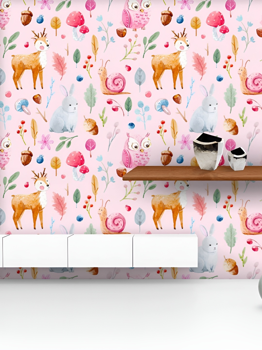 

ArtzFolio Printed UV-Resistant Anti-Bacterial Watercolor Animals Plants Peel & Stick Wallpaper, Multi