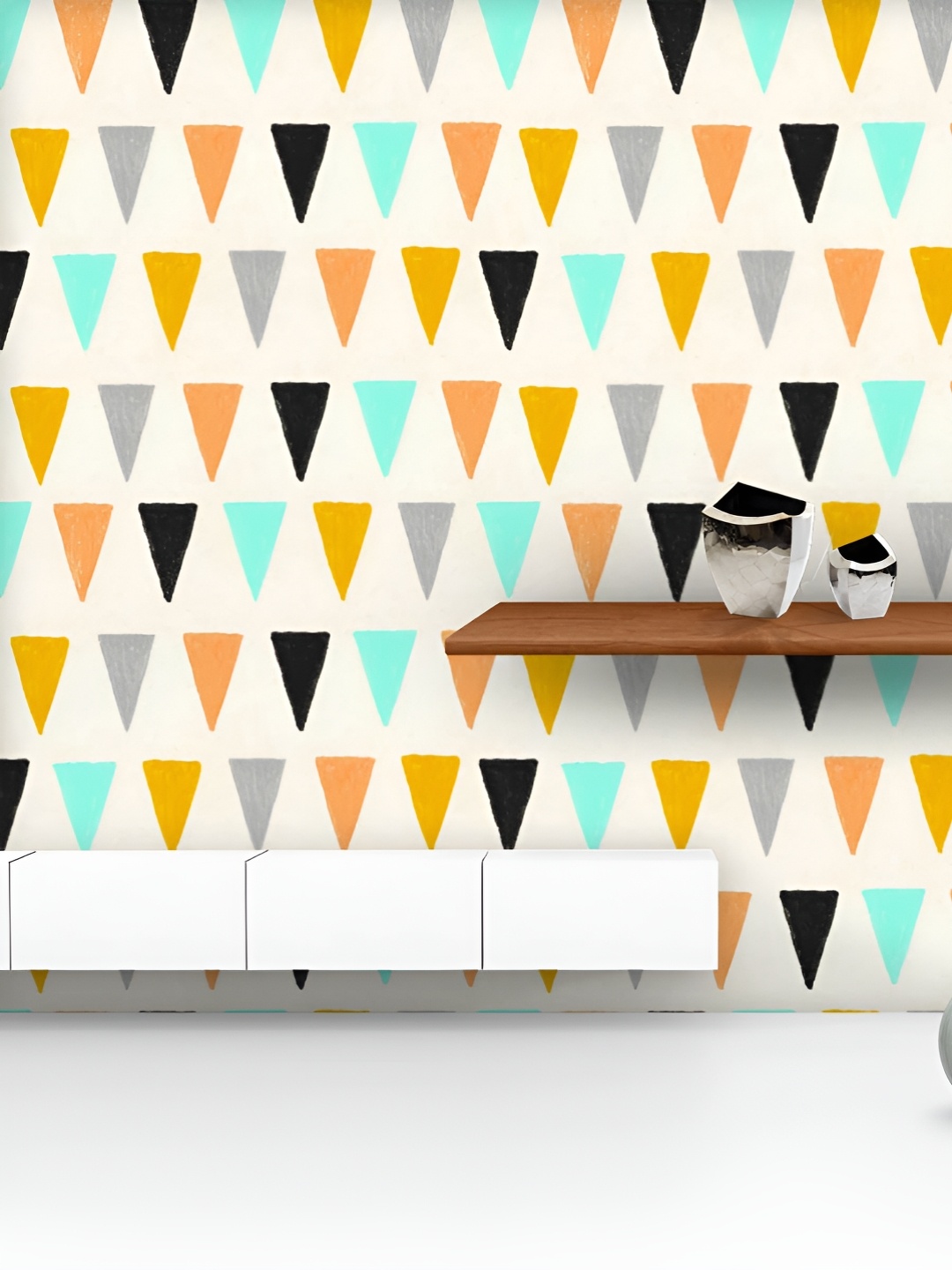 

ArtzFolio Printed UV-Resistant Anti-Bacterial Colorful Triangles Peel & Stick Wallpaper, Multi