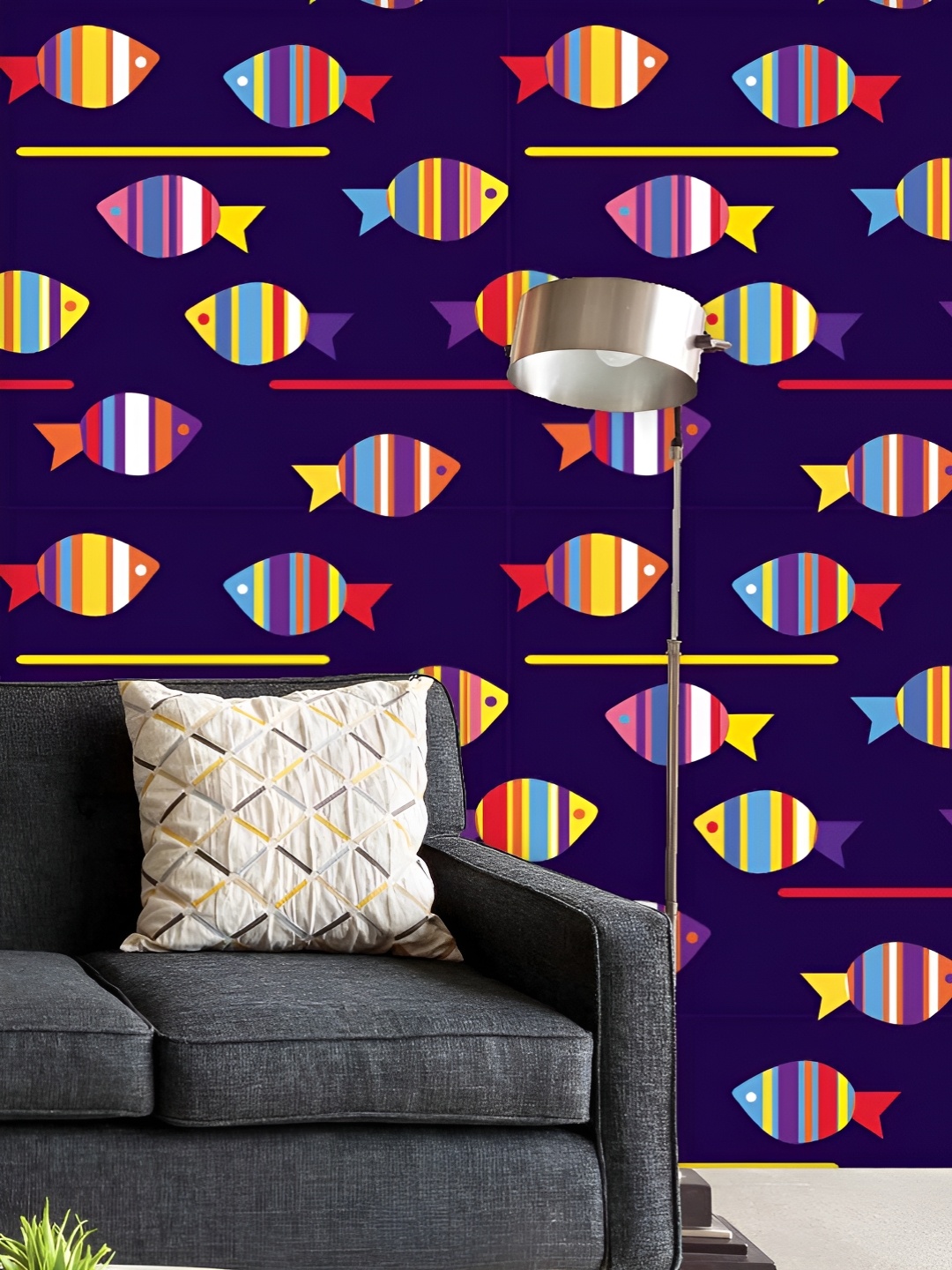 

ArtzFolio Printed UV-Resistant Anti-Bacterial Colourful Fishes Peel & Stick Wallpaper, Multi