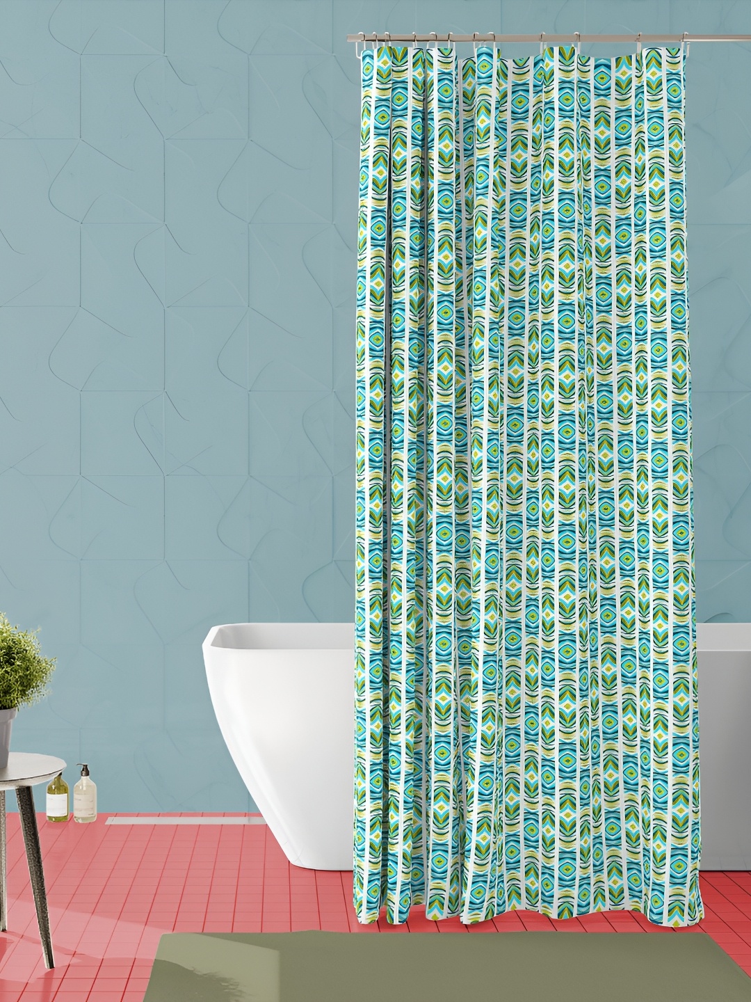 

ArtzFolio Blue & Green Printed Waterproof Shower Curtain