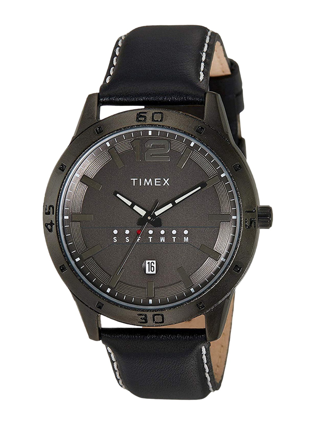 

Timex Men Brass Dial & Leather Straps Analogue Watch TW000U935, Grey