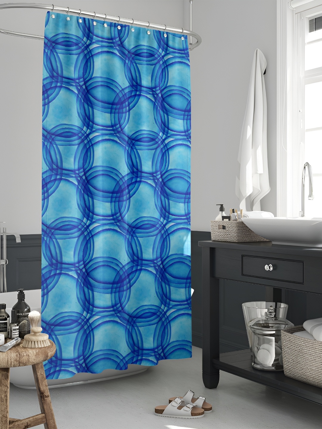 

ArtzFolio Blue Geometric Printed Waterproof Shower Curtains