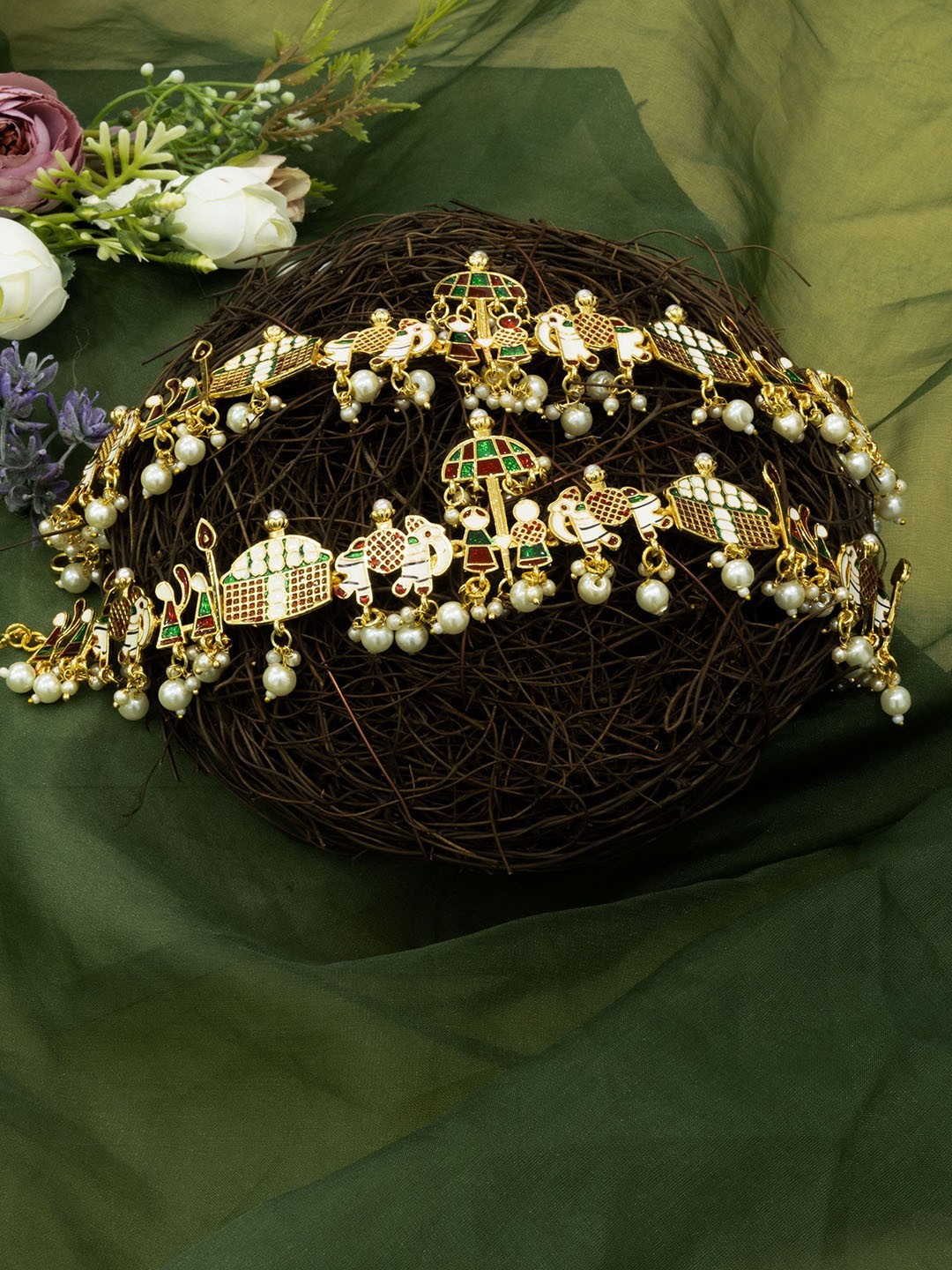 

Mirraw Gold-Plated Beaded Bridal Baraat Patterened Ankle