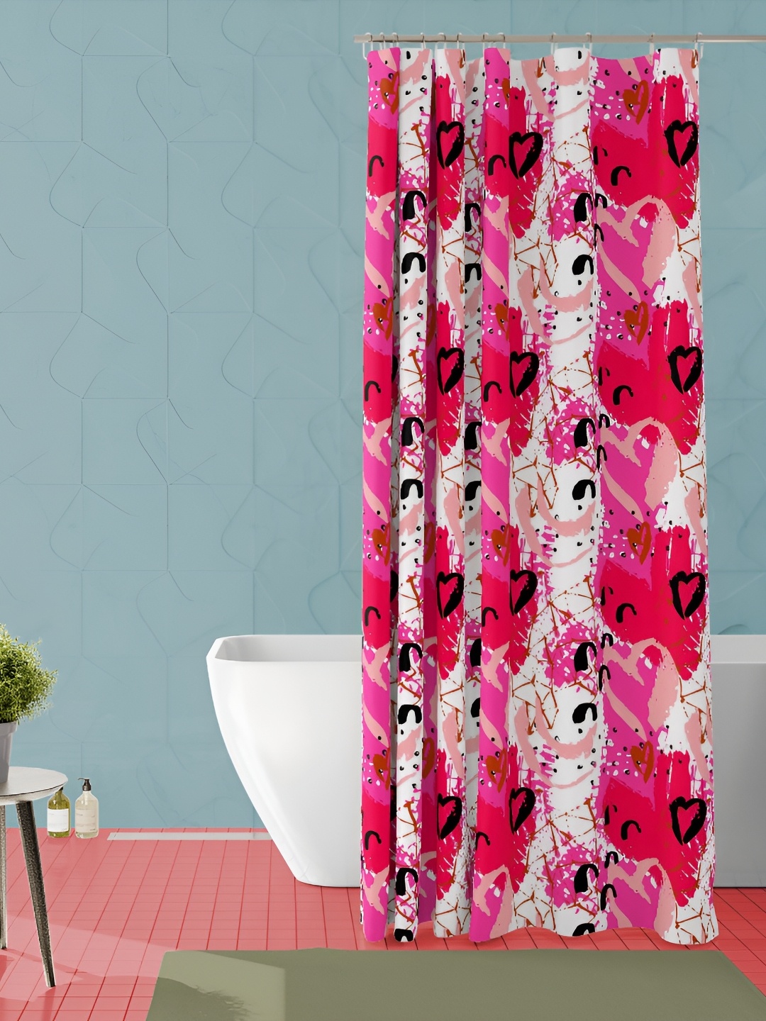 

ArtzFolio Pink & Red Abstract Printed Waterproof Shower Curtain