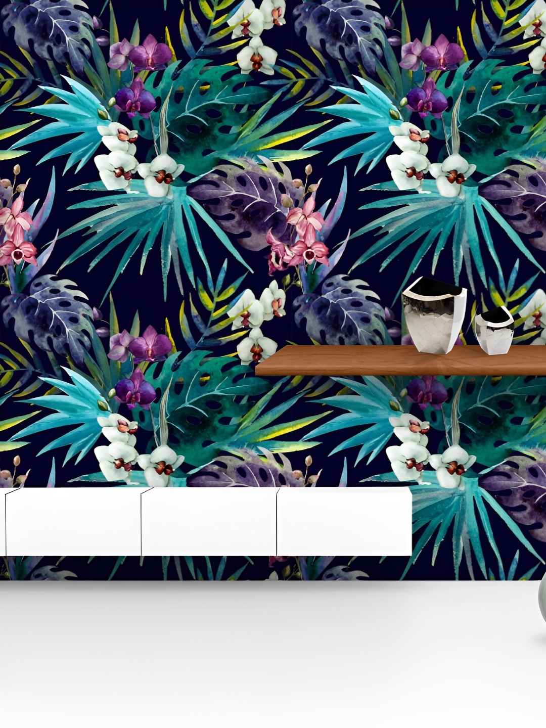 

ArtzFolio Printed UV-Resistant Anti-Bacterial Exotic Nature Leaves Flowers Peel & Stick Wallpaper, Multi