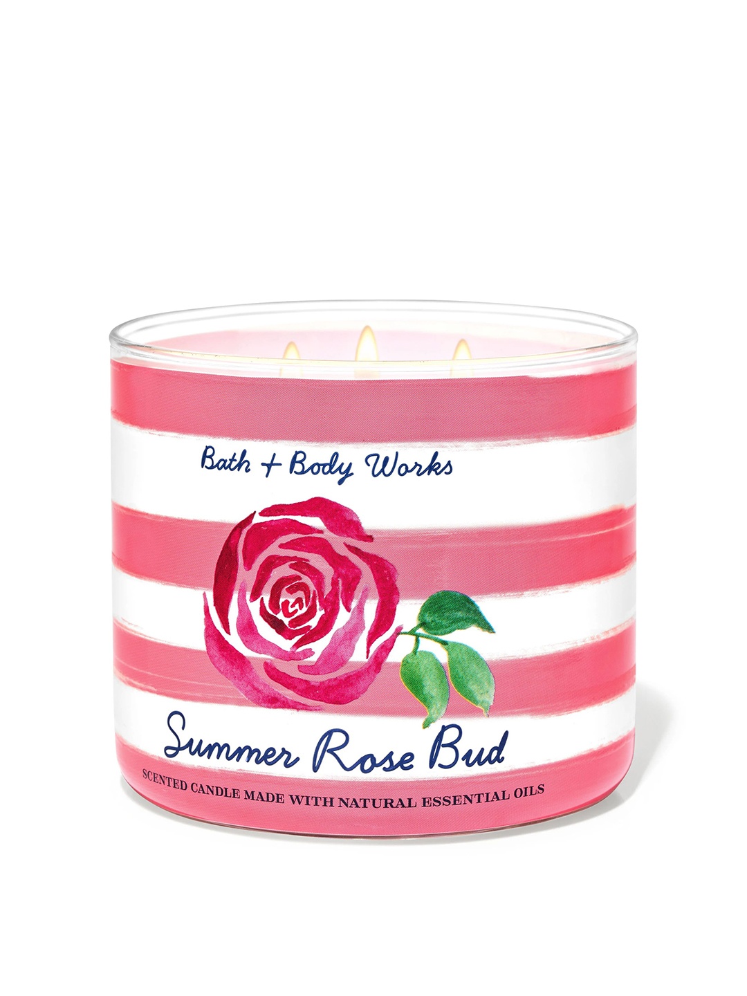 

Bath & Body Works Summer Rose Bud 3-Wick Candle - 411g, Pink