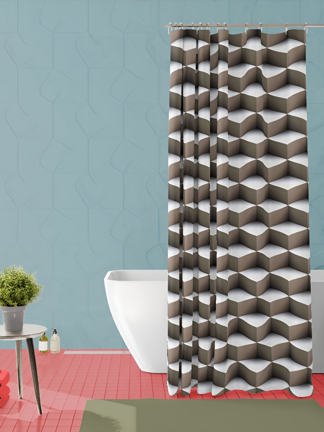 

ArtzFolio Grey & Brown Printed Water Proof Shower Curtain