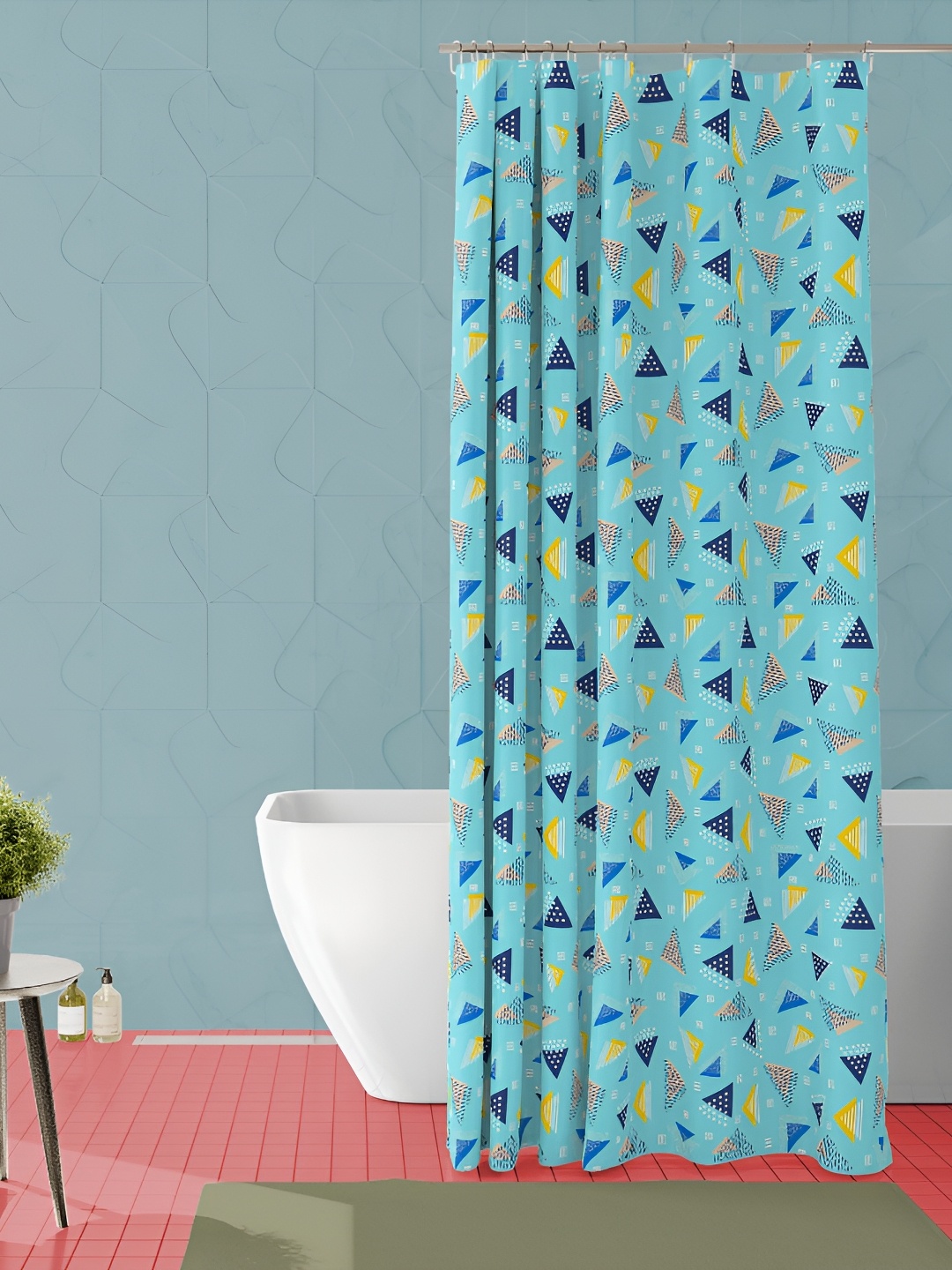 

ArtzFolio Turquoise Blue & Yellow Printed Waterproof Shower Curtain