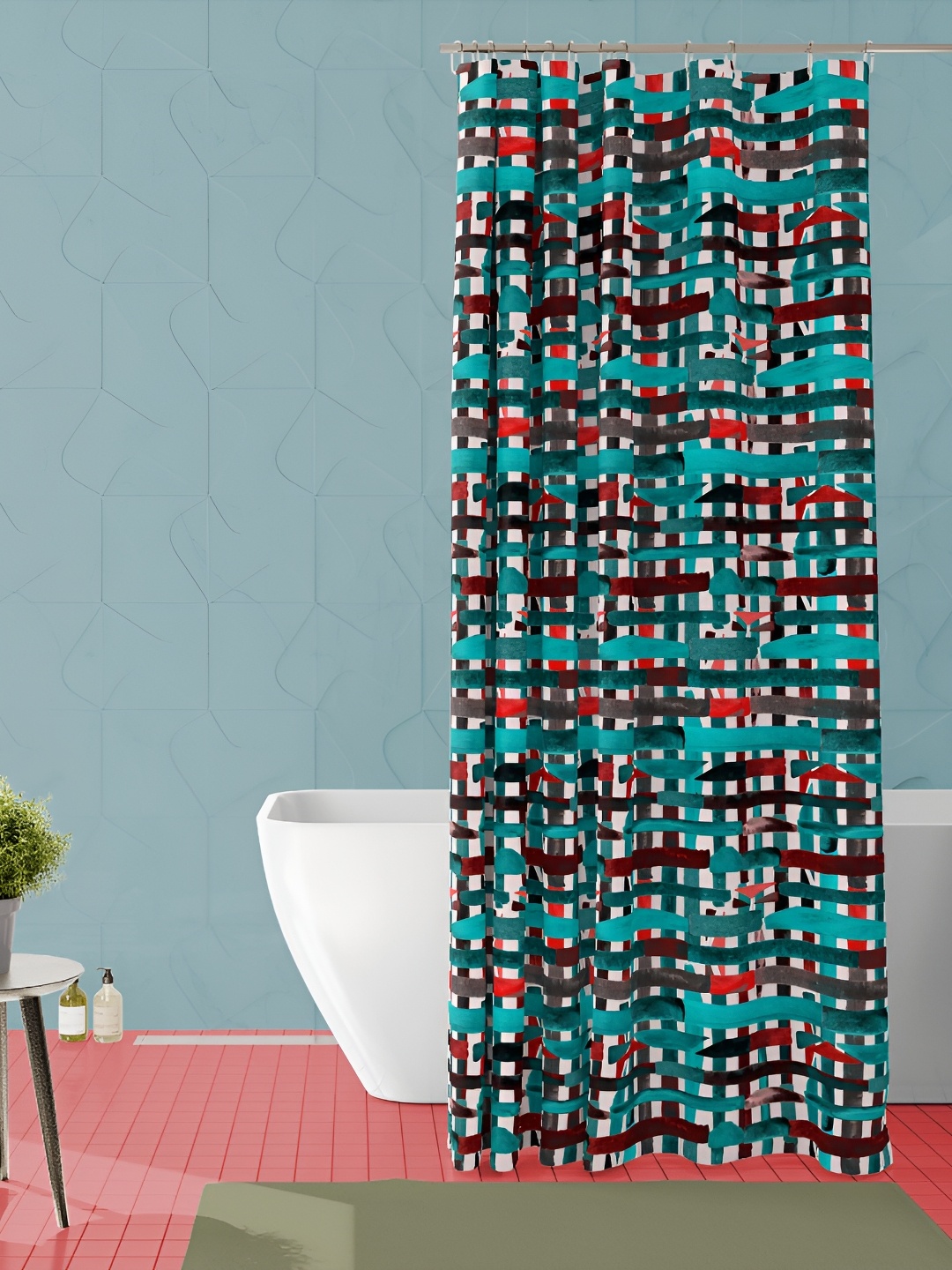 

ArtzFolio Teal Blue & Brown Printed Waterproof Polyester Shower Curtain