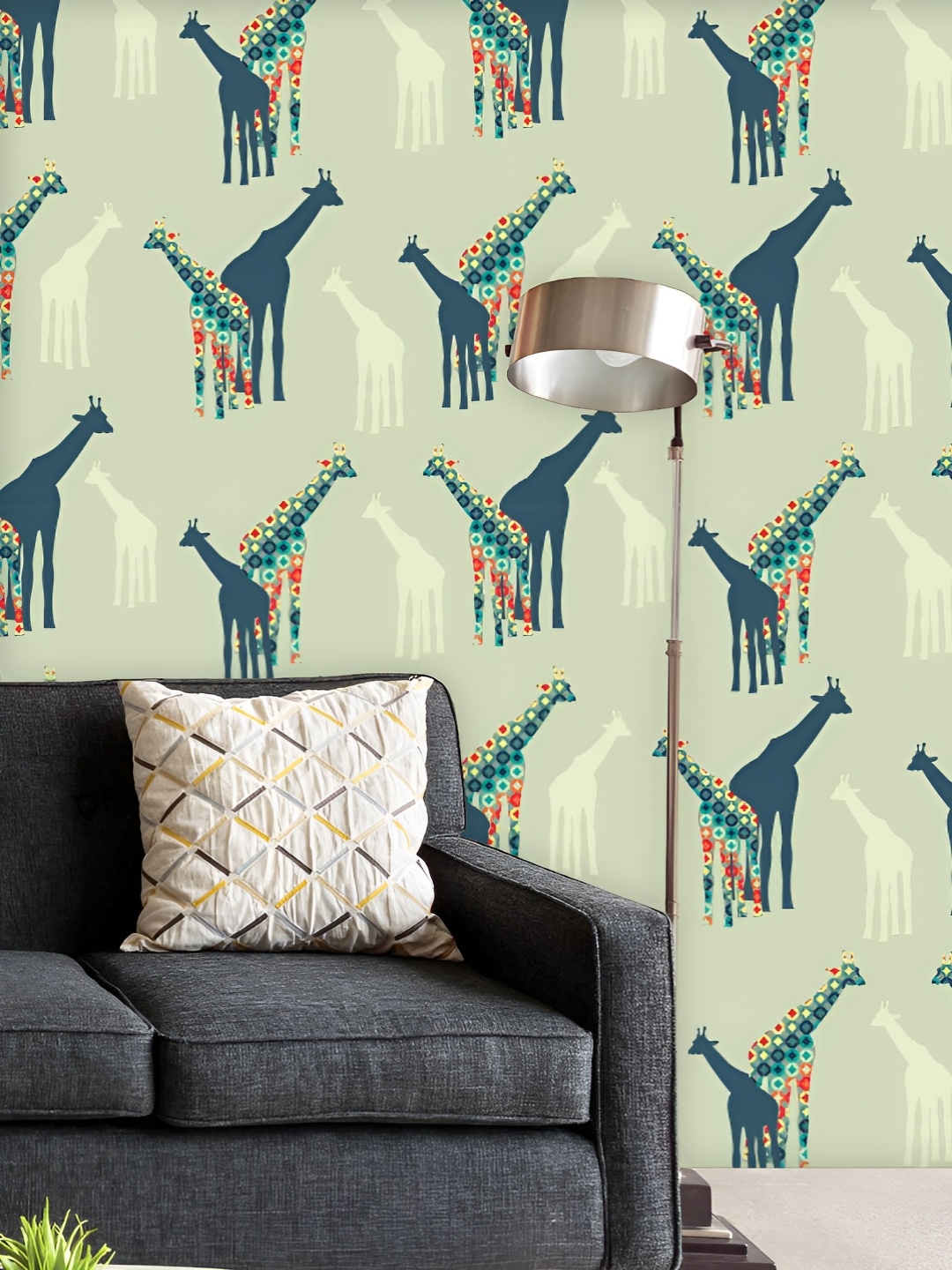 

ArtzFolio Printed UV-Resistant Anti-Bacterial Colorful Giraffes Peel & Stick Wallpaper, Multi