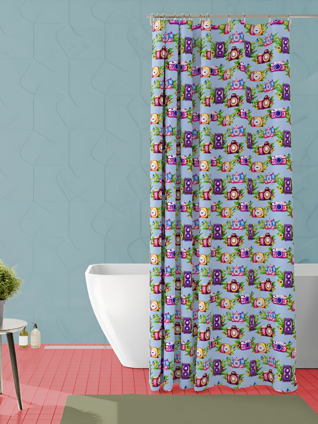 

ArtzFolio Blue & Green Graphic Printed Waterproof Shower Curtain