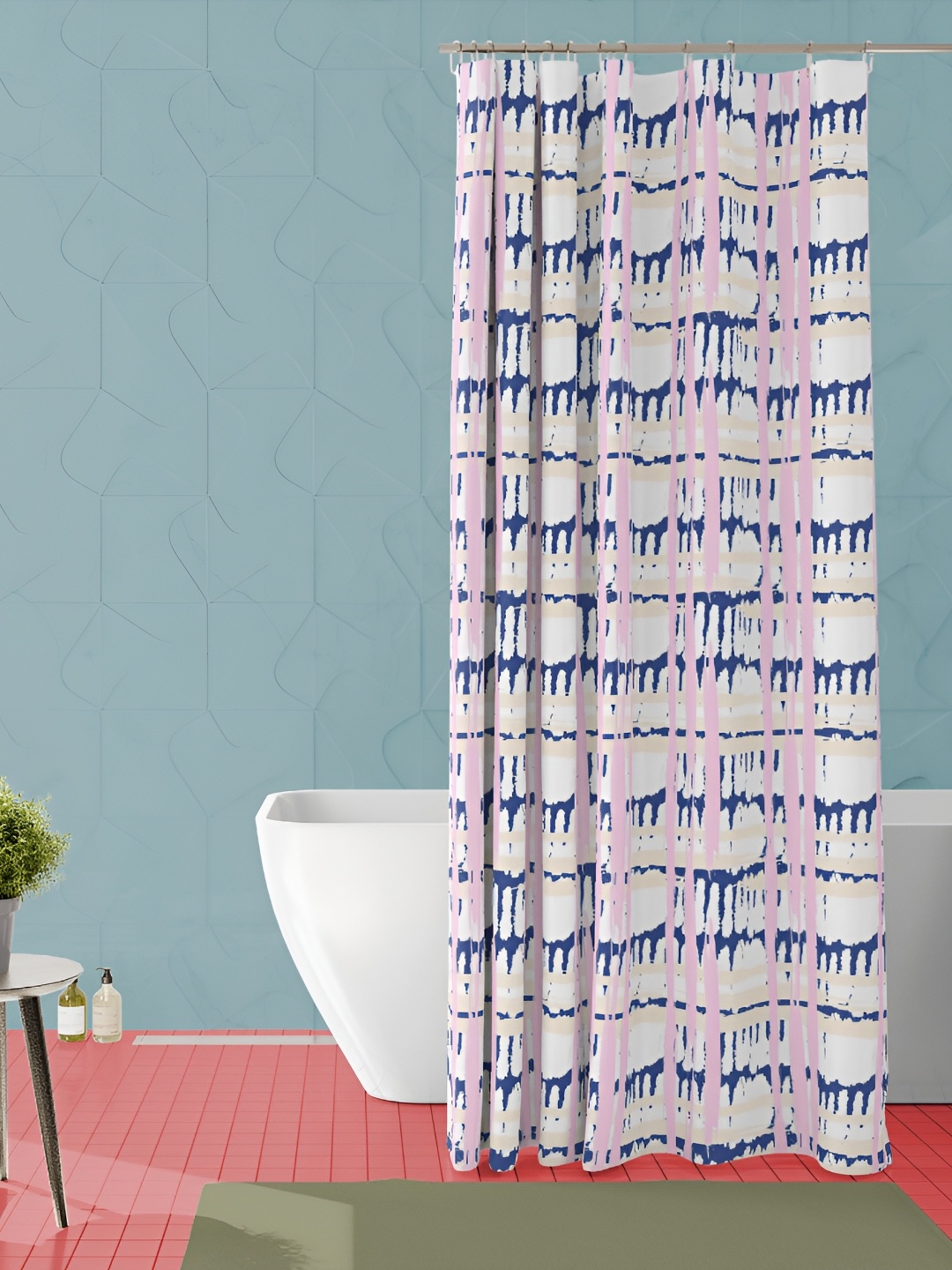 

ArtzFolio Pink & White Printed Waterproof Shower Curtains