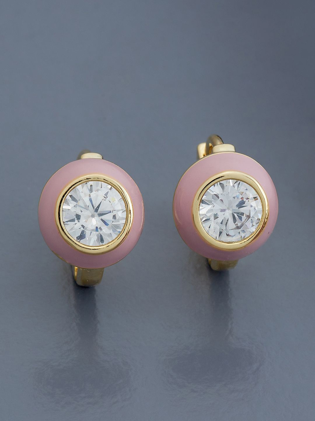 

Kushal's Fashion Jewellery Gold-Plated Zircon Stone Studded Circular Studs