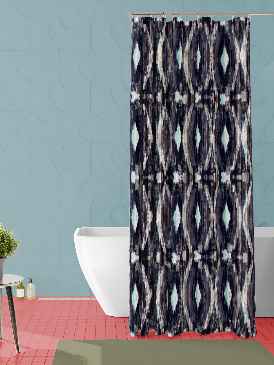 

ArtzFolio Black & Grey Geometric Printed Waterproof Polyester Shower Curtain