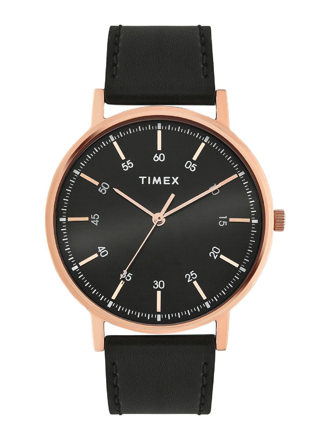 

Timex Men Brass Dial & Leather Straps Analogue Watch TWTG80SMU04, Black