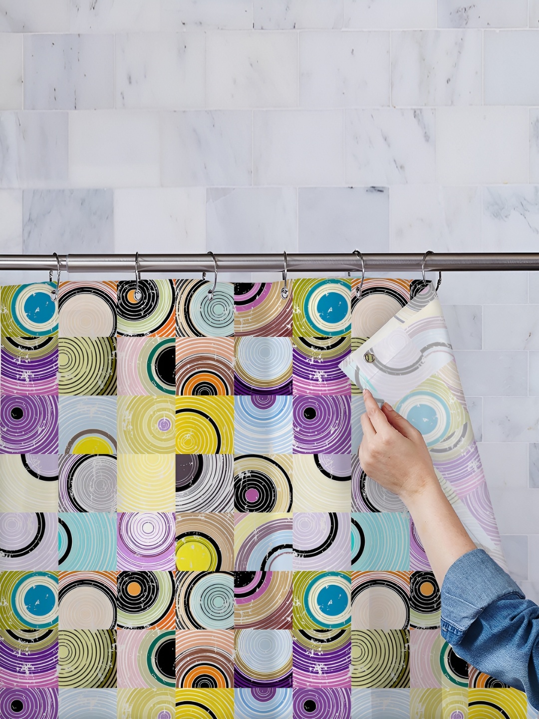 

ArtzFolio Single Piece Waterproof Polyester Shower Curtain, Multi