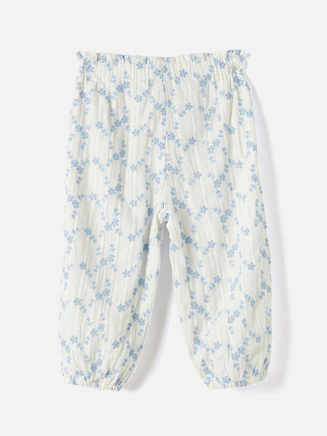 

Juniors by Babyshop Girls Floral Printed Cotton Loose Fit Trousers, White