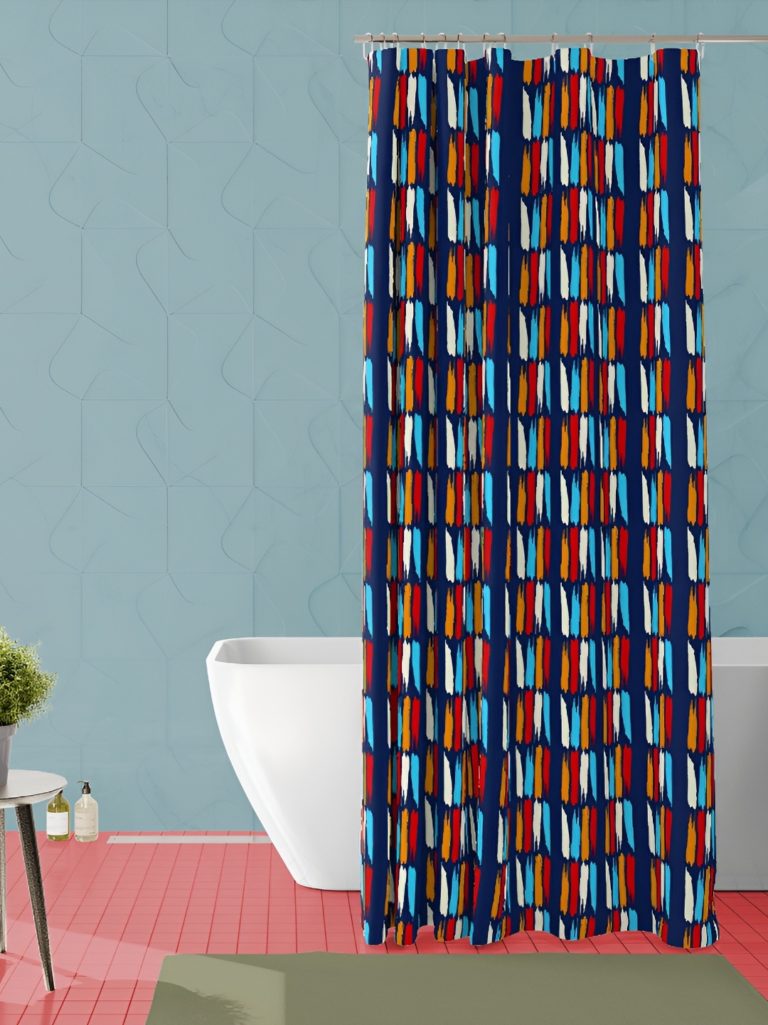 

ArtzFolio Blue & Red Geometric Printed Waterproof Polyester Shower Curtain