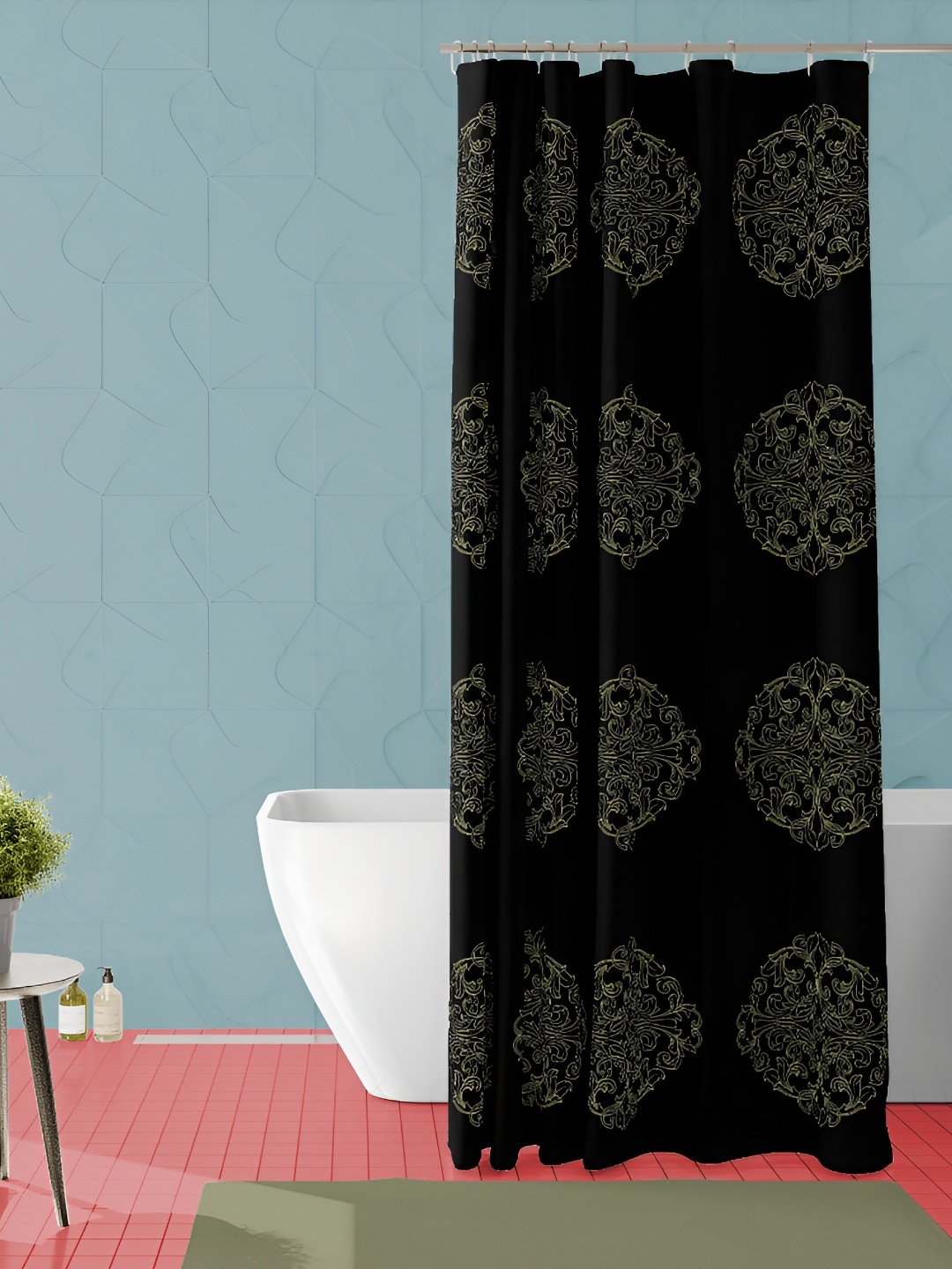 

ArtzFolio Black & Gold-Toned Ethnic Motifs Printed Waterproof Shower Curtain