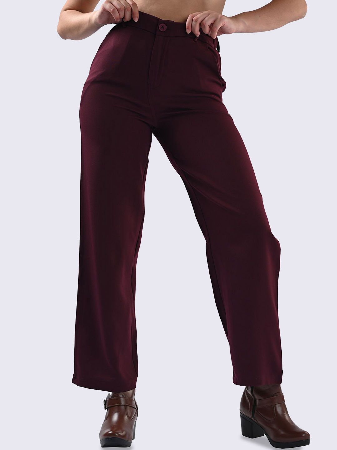 

Kraus Jeans Women Loose Fit High-Rise Trousers, Maroon