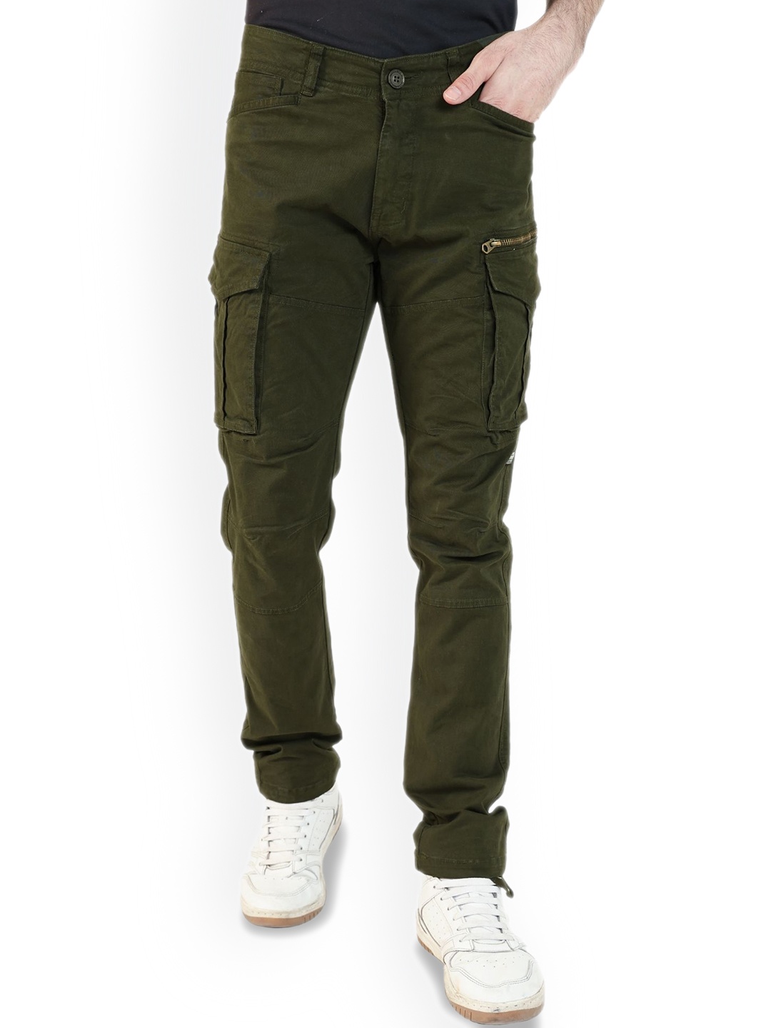 

BOTABOCHI Men Cotton Cargos Casual Trousers, Olive