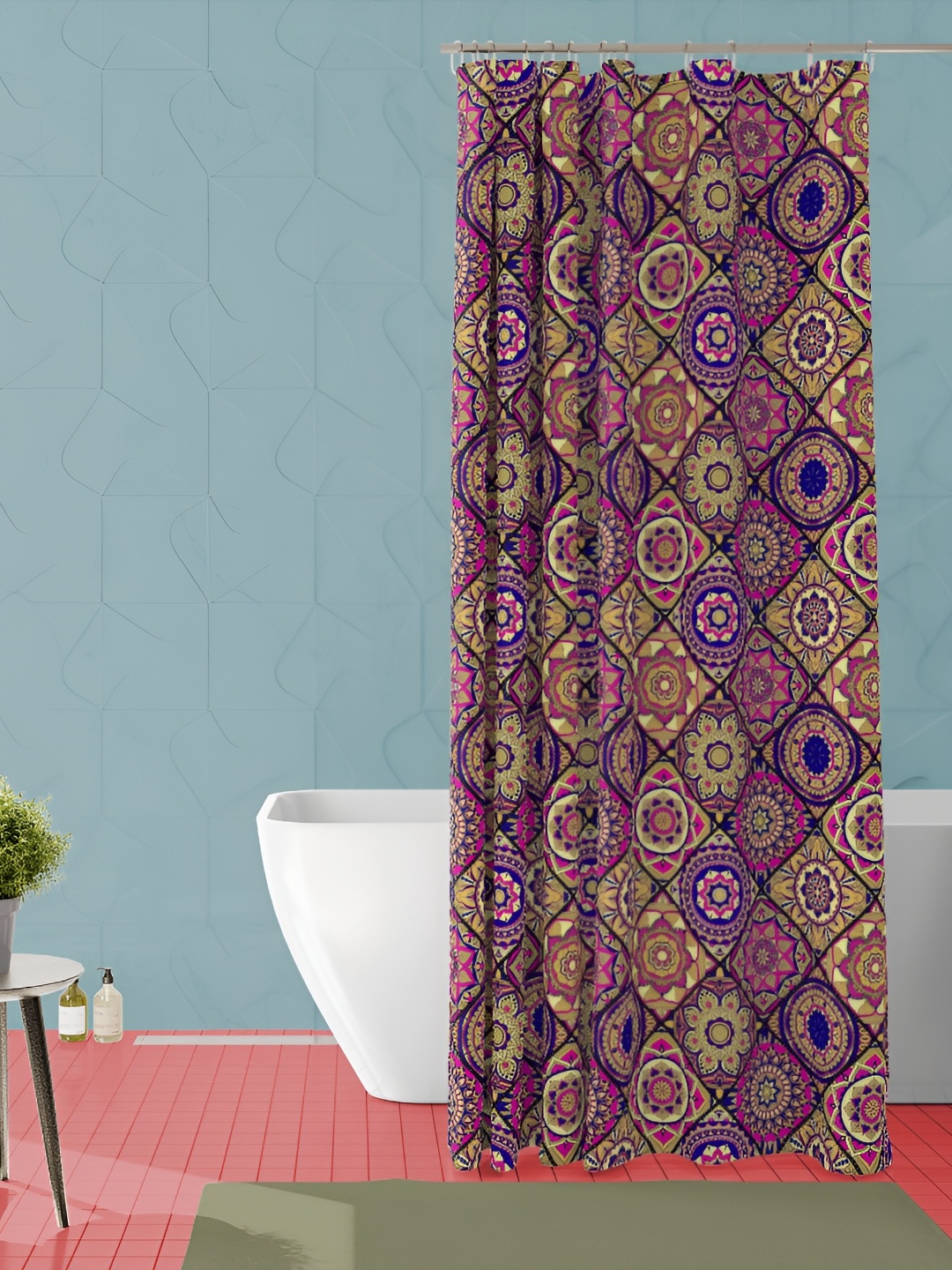 

ArtzFolio Purple and Green Floral Printed Waterproof Shower Curtain