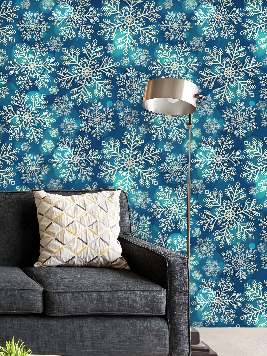 

ArtzFolio Printed UV-Resistant Anti-Bacterial Christmas Snowflakes Peel & Stick Wallpaper, Multi