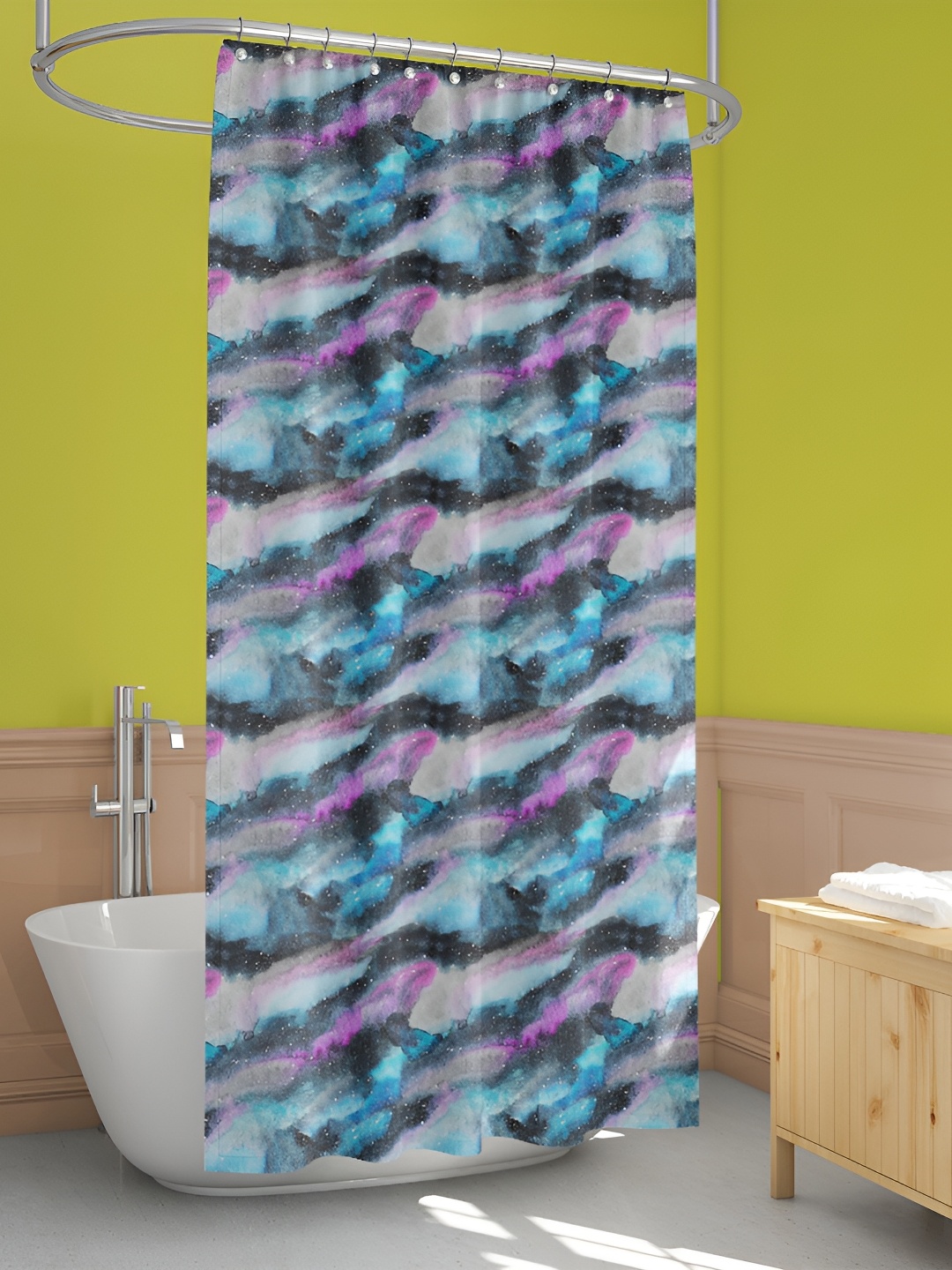 

ArtzFolio Black & Blue Abstract Printed Waterproof Shower Curtain