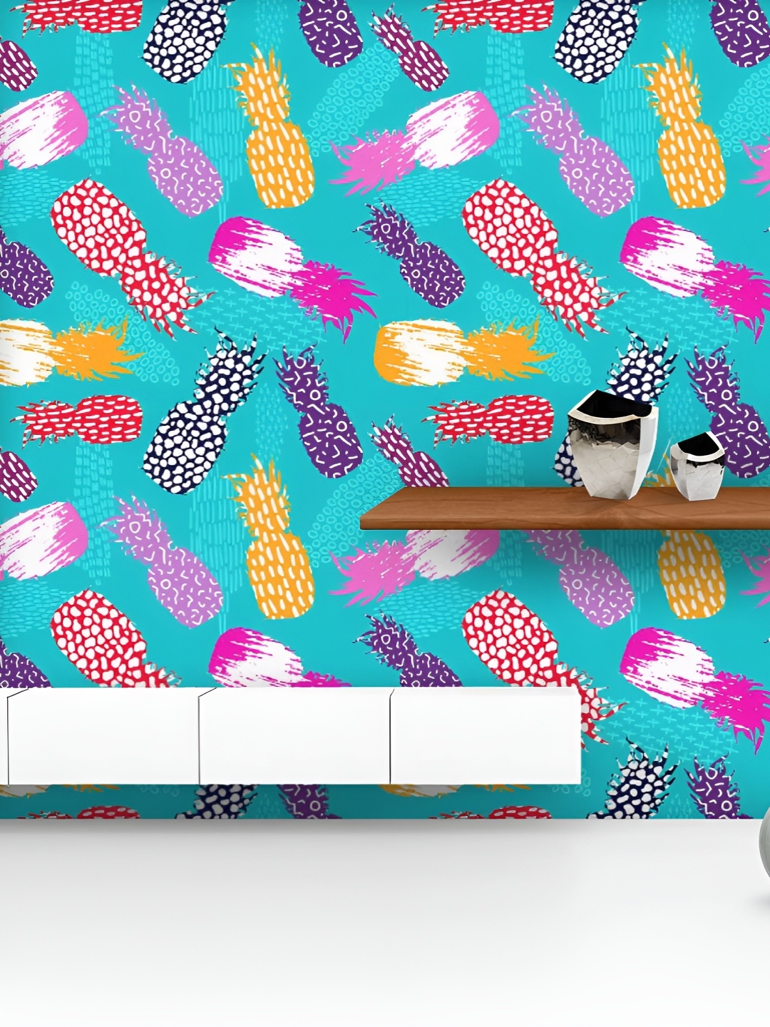 

ArtzFolio Printed UV-Resistant Anti-Bacterial Retro Summer Fruit Peel & Stick Wallpaper, Multi