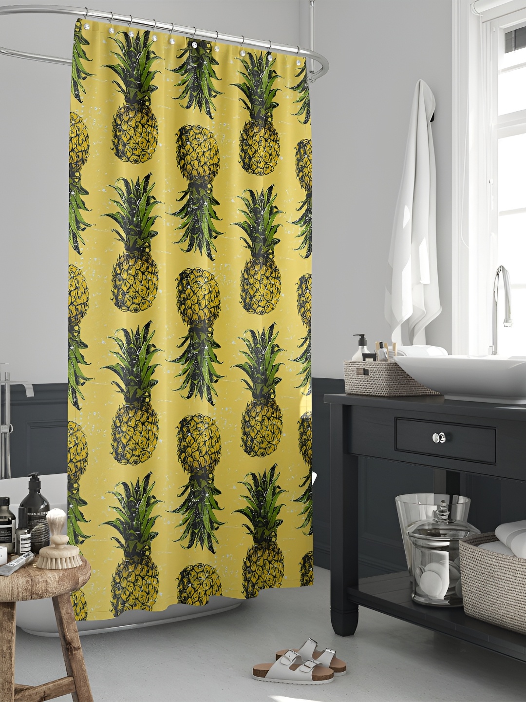 

ArtzFolio Yellow & Green Printed Waterproof Shower Curtains