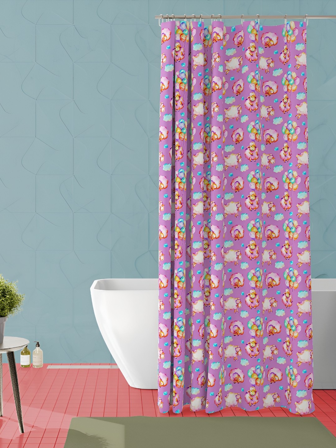 

ArtzFolio Purple and Blue Printed Waterproof Shower Curtain