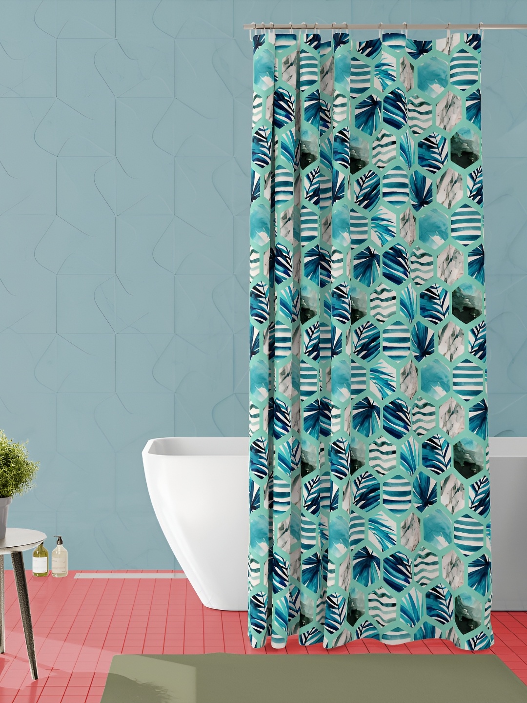 

ArtzFolio Green and Beige Floral Printed Waterproof Shower Curtain