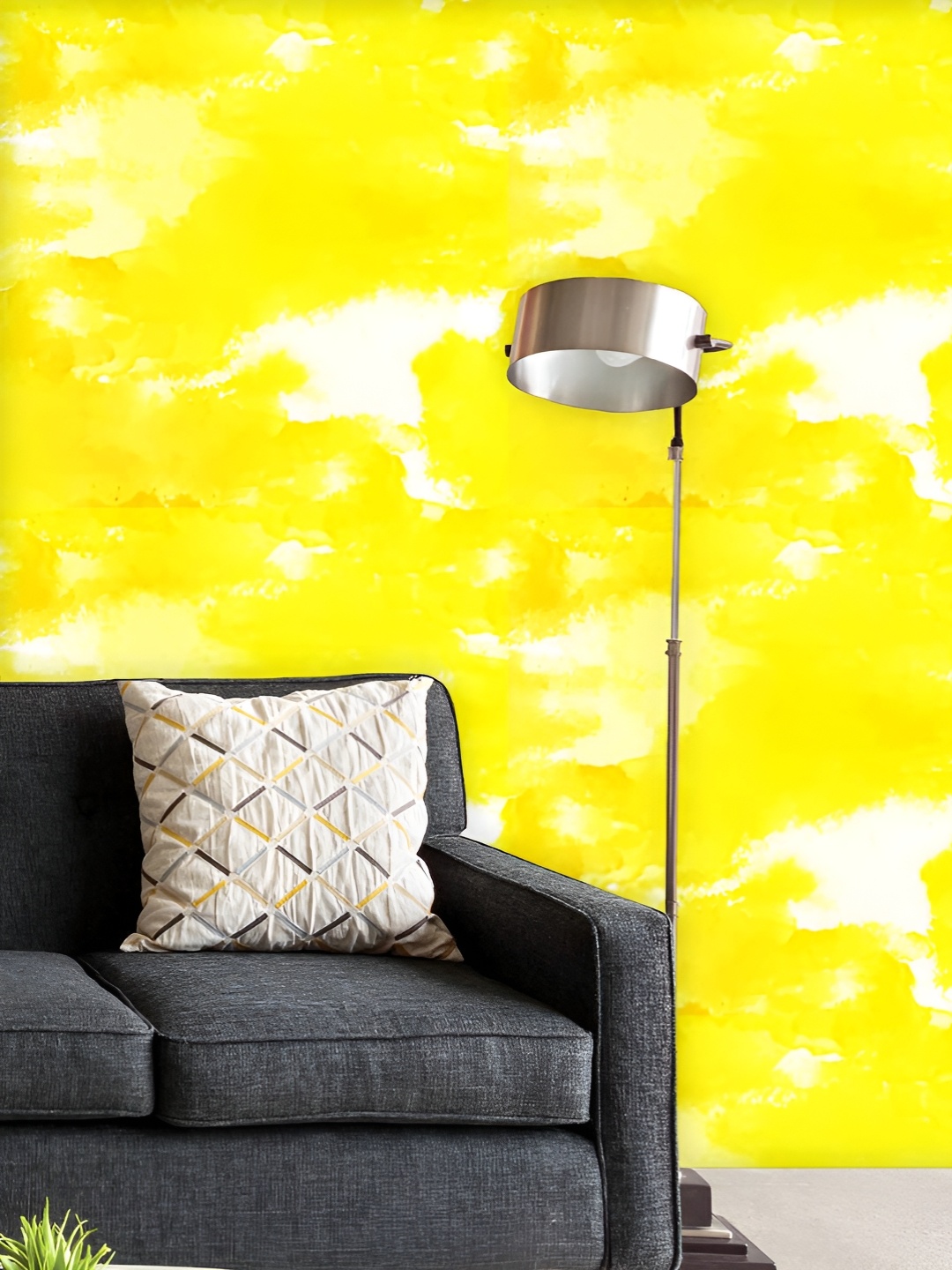 

ArtzFolio Printed UV-Resistant Anti-Bacterial Yellow Watercolor Wash Peel & Stick Wallpaper, Multi